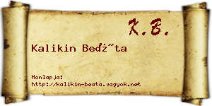 Kalikin Beáta névjegykártya